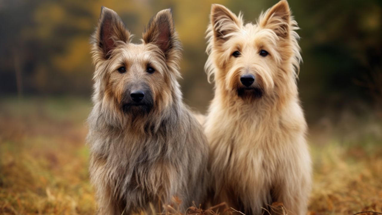 Female and Male berger picard dogs breed