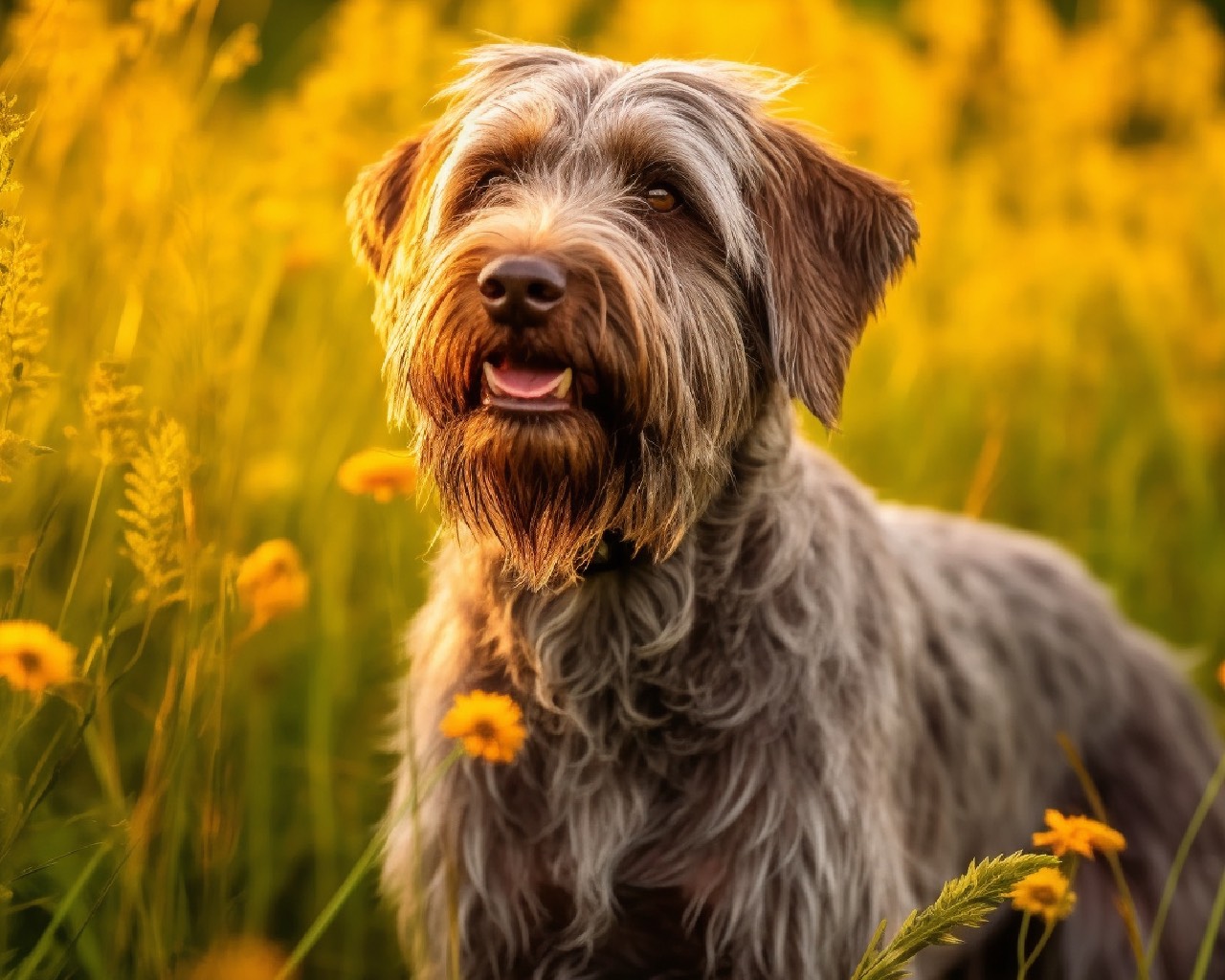 Wirehaired Pointing Griffon Dog Breed on the field