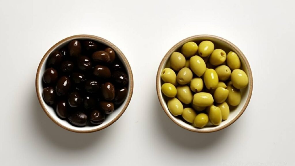 black and green olives in a bowl