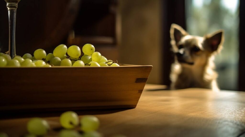 dog and grapes