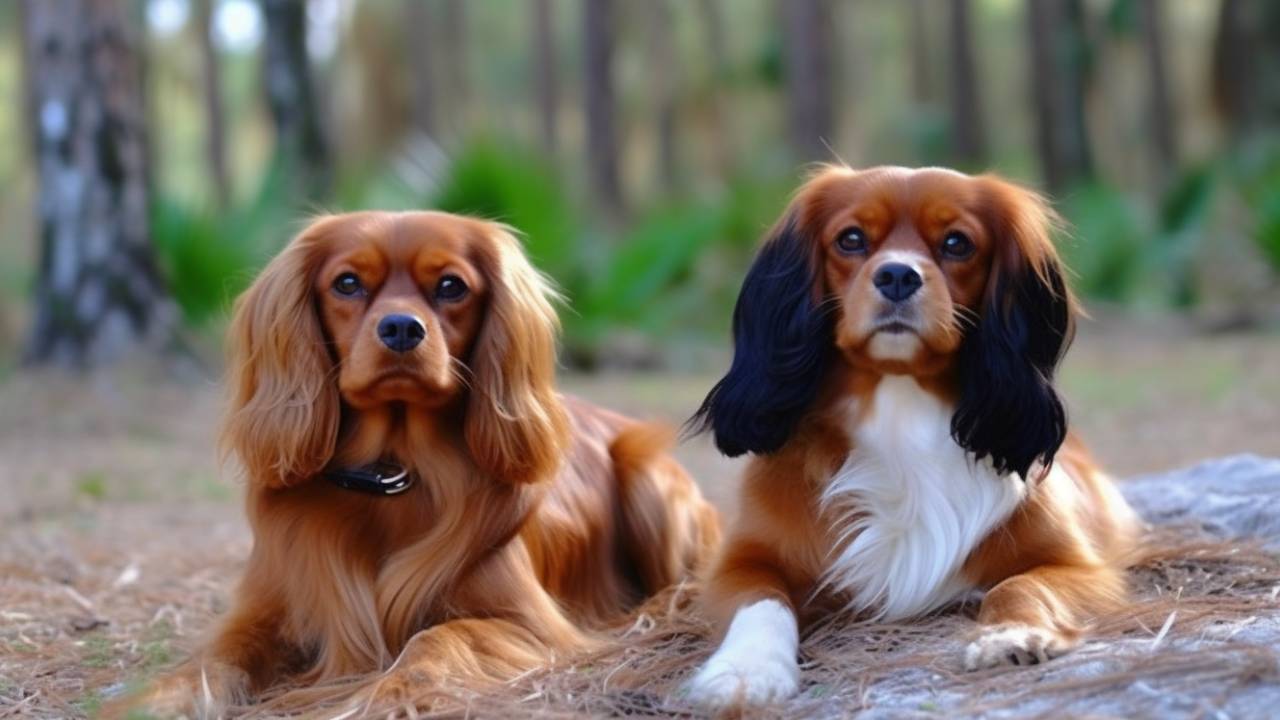 males and females english toy spaniel dog