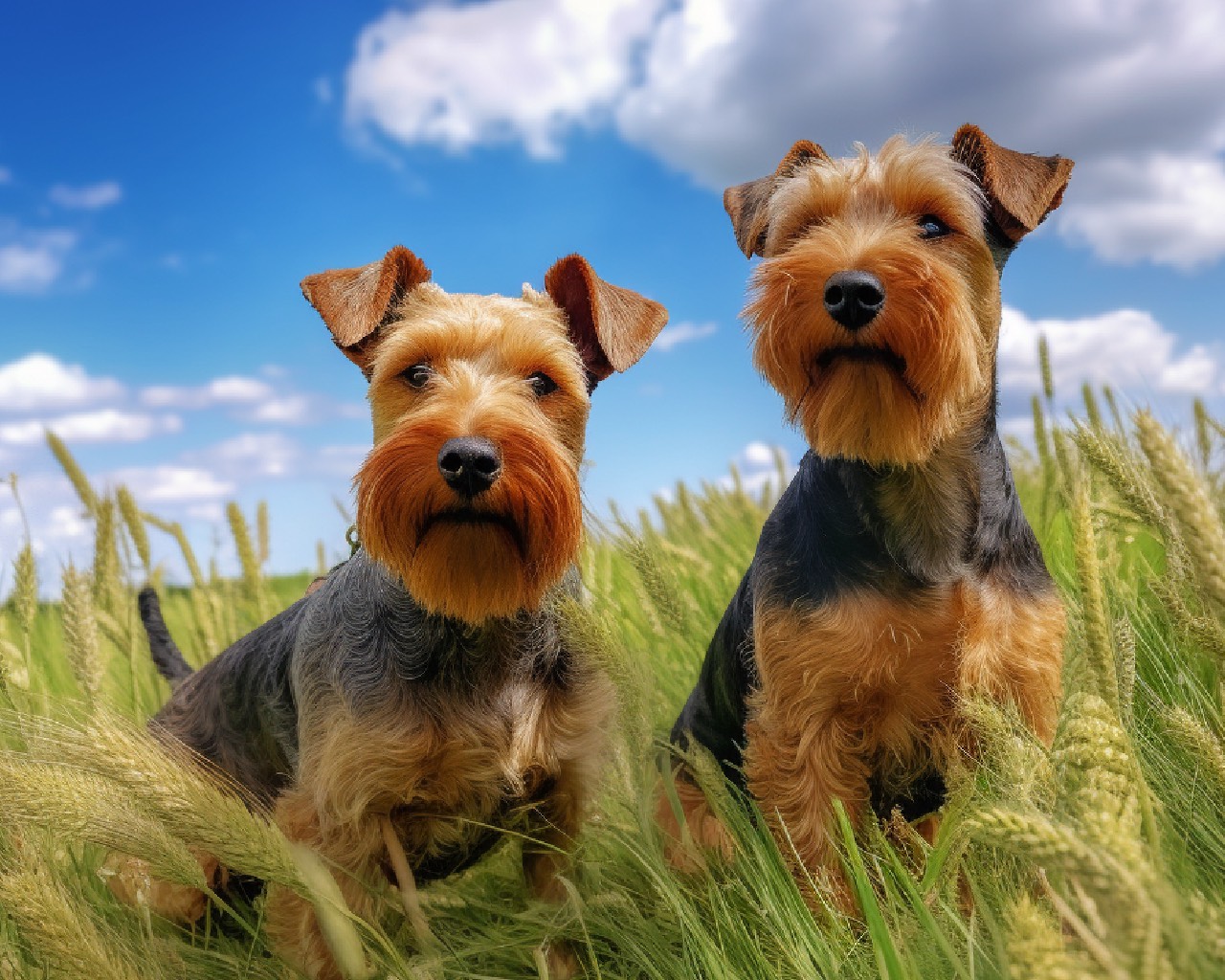 Female and Male Welsh Terrier Dog Breed