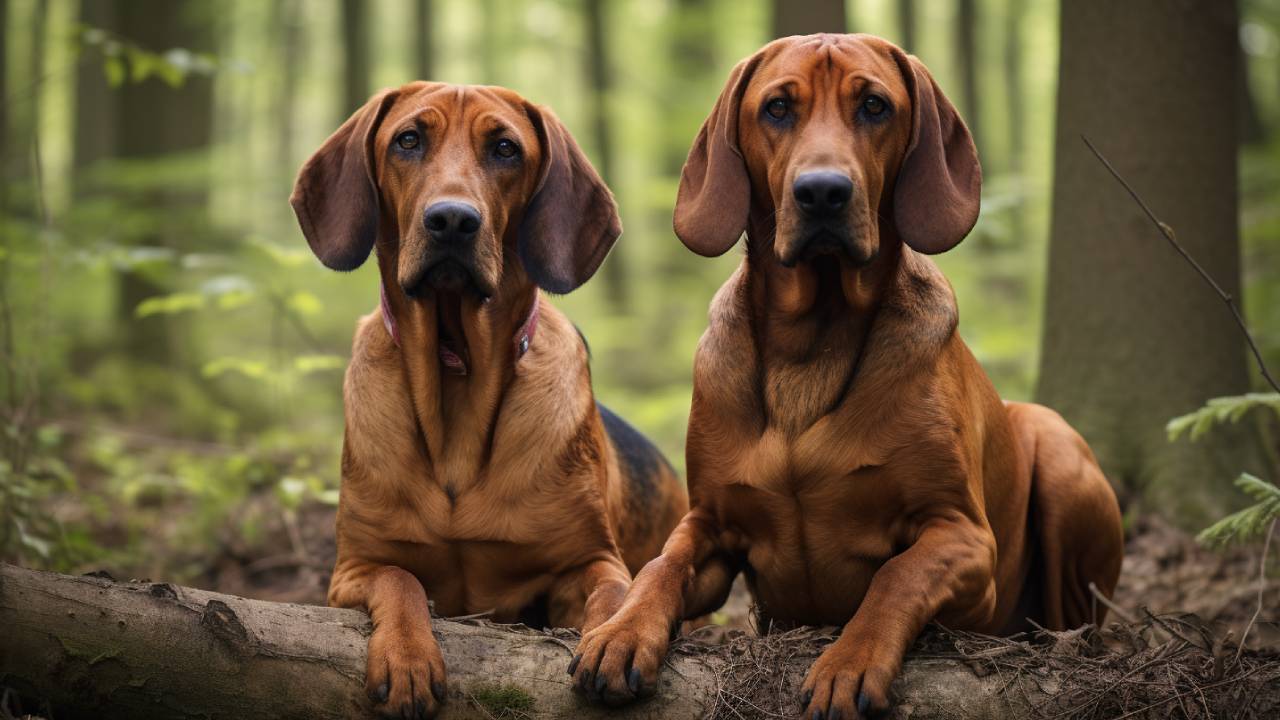 Female and Male bavarian mountain hound dog breed