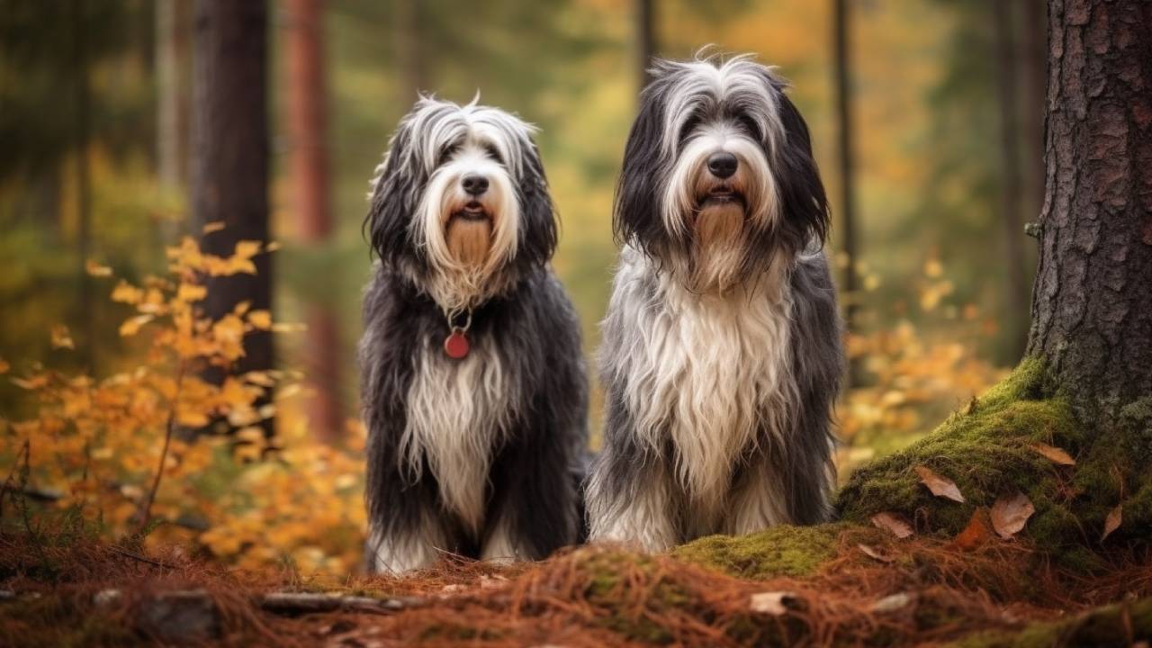 Female and Male bearded collie dog breed