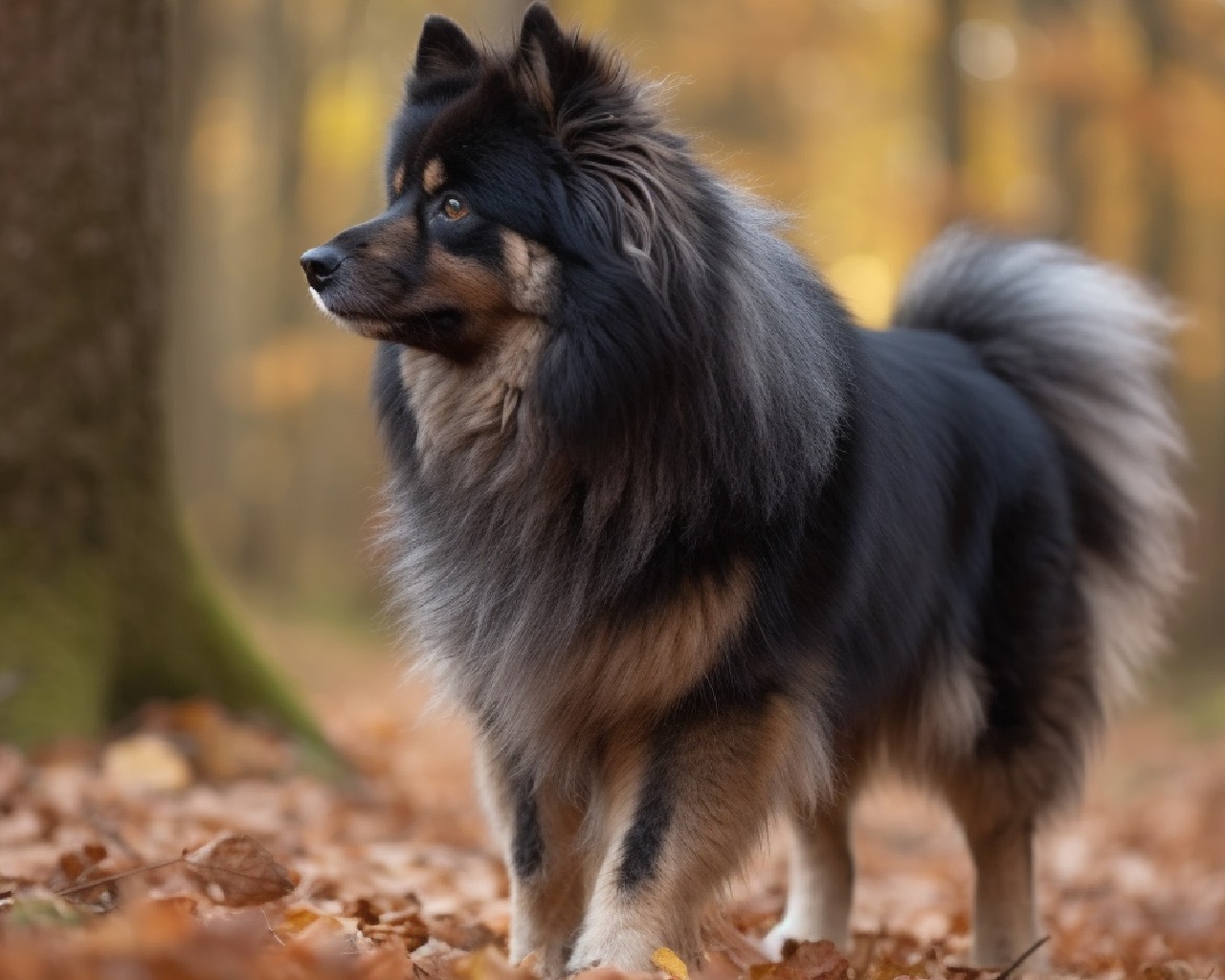 Finnish Lapphund Dog Breed in the Forest