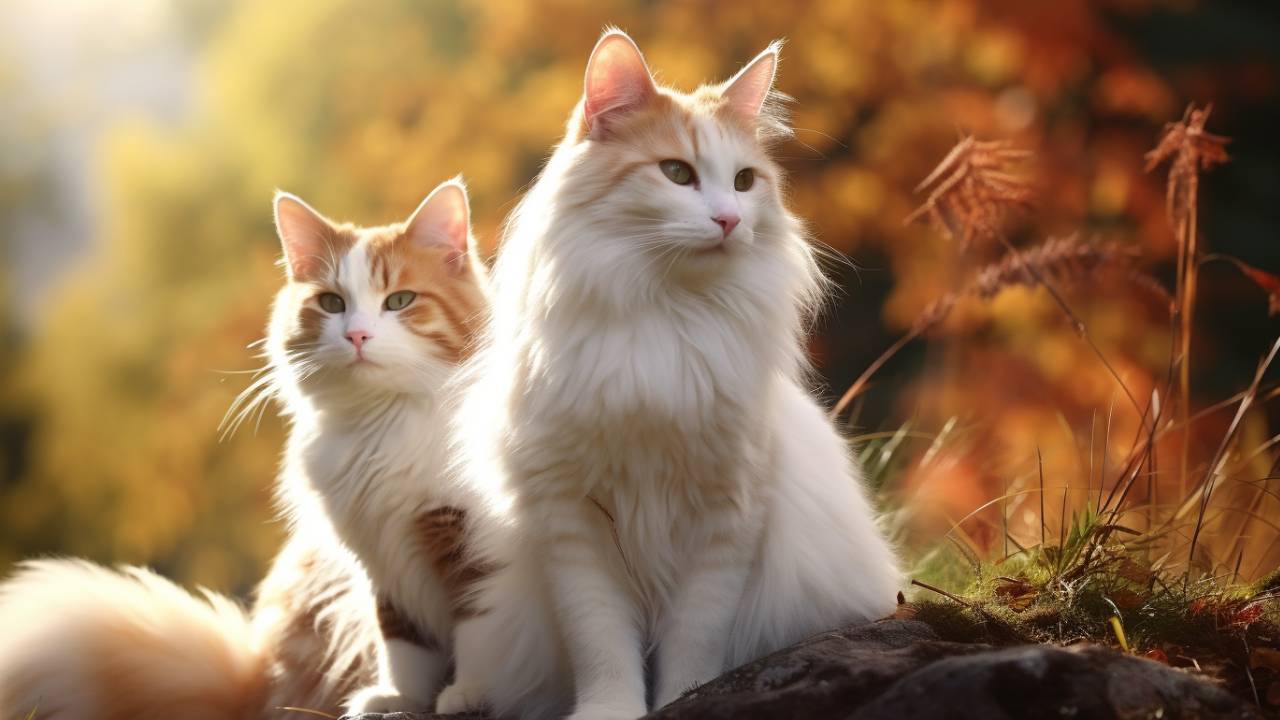 Male and female Turkish Van cats