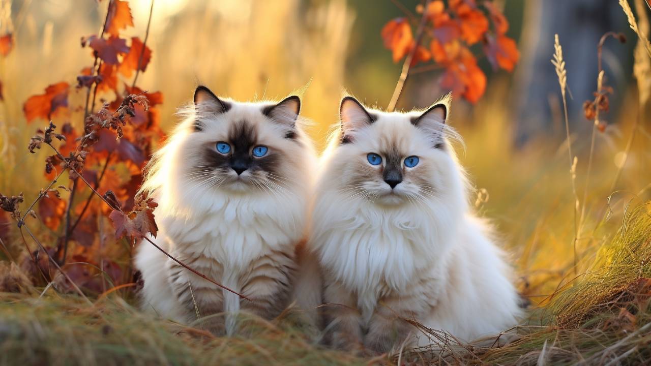 Male and female of the birman cat breed