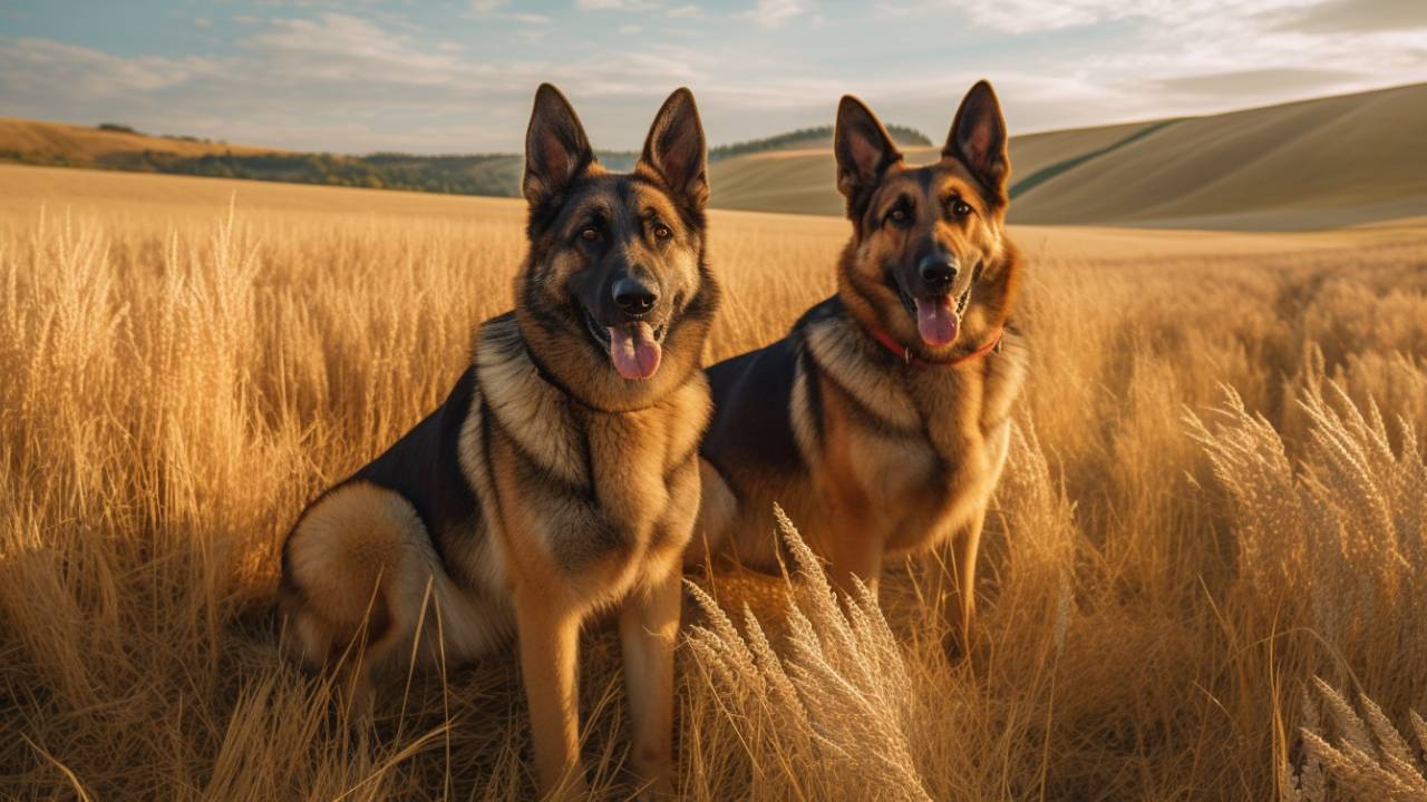 Male and female of the german shepherd