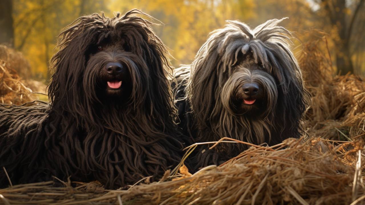 Male and female puli dogs breed