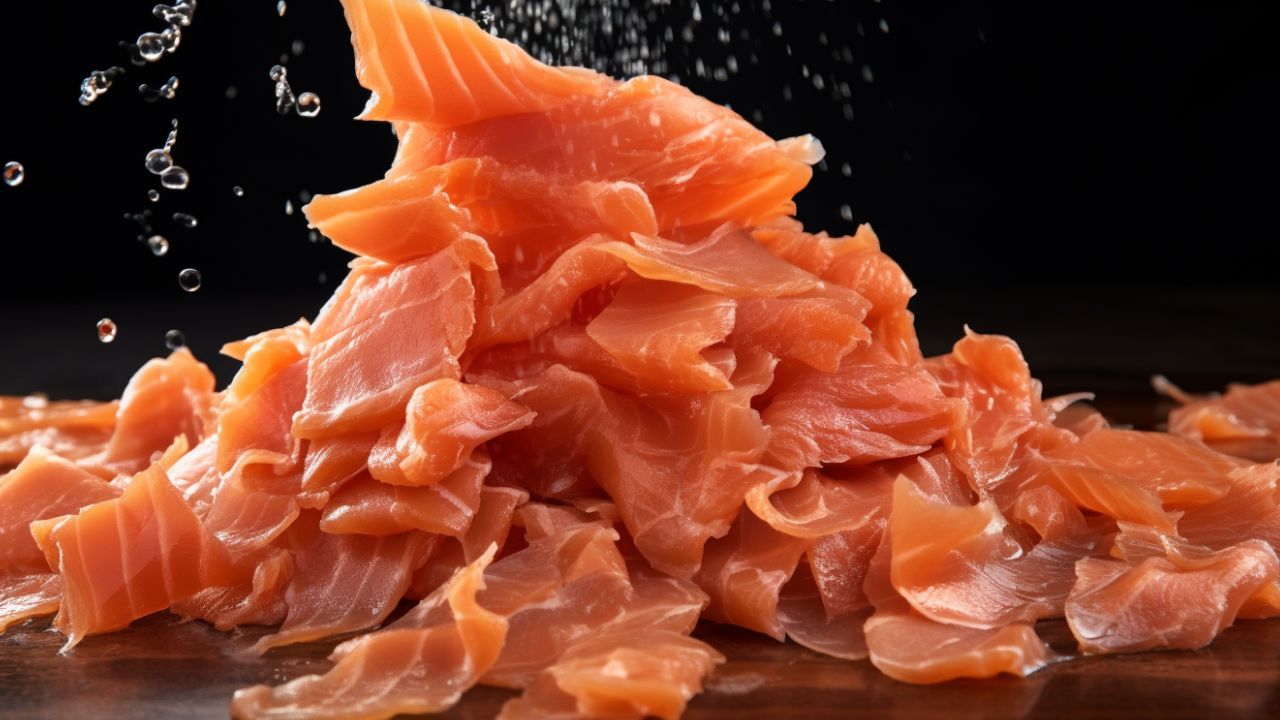 dog eats salmon picture