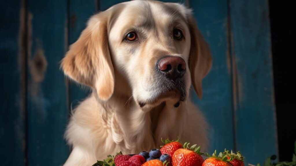 dogs eating blackberries