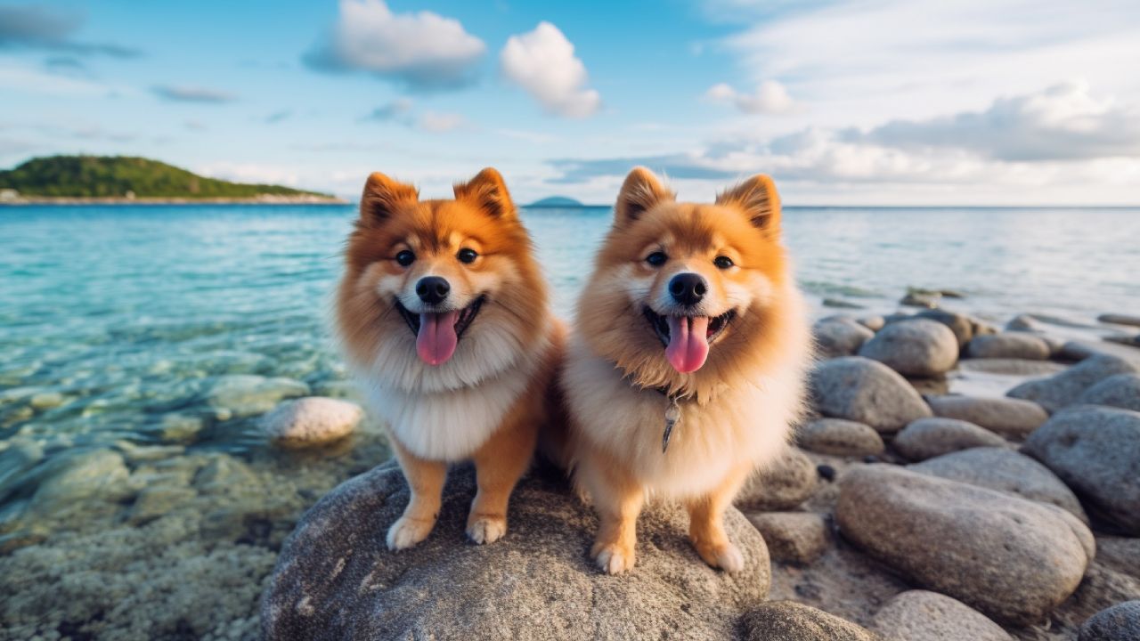 male and female german spitz dogs