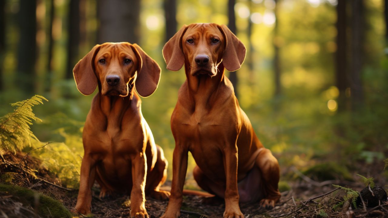 male and female redbone coonhound dogs breed