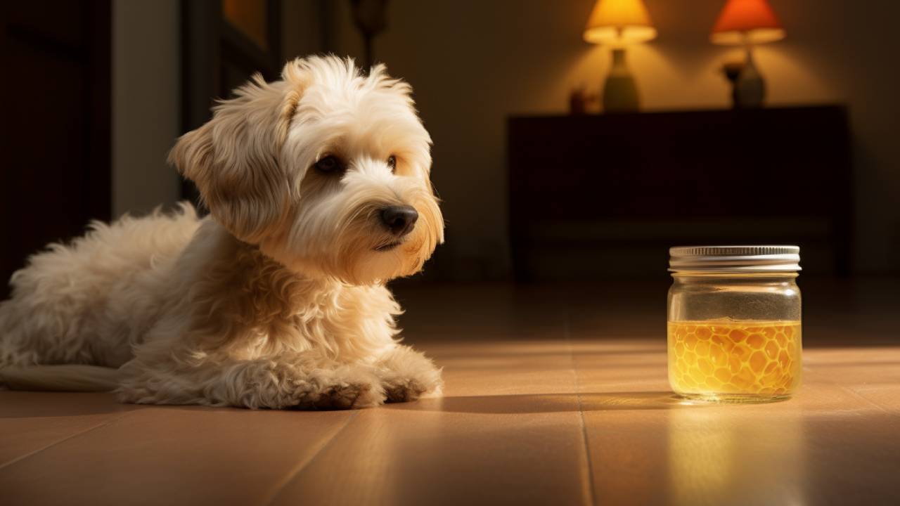 A dog and honey