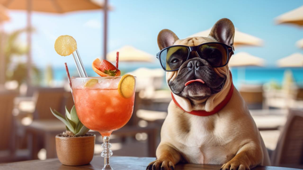 Dog drinks alcohol