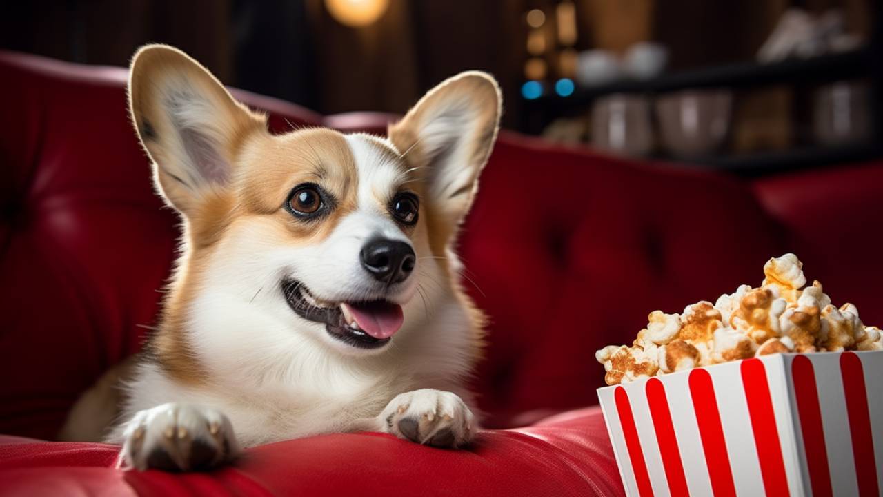 Dogs eat popcorn