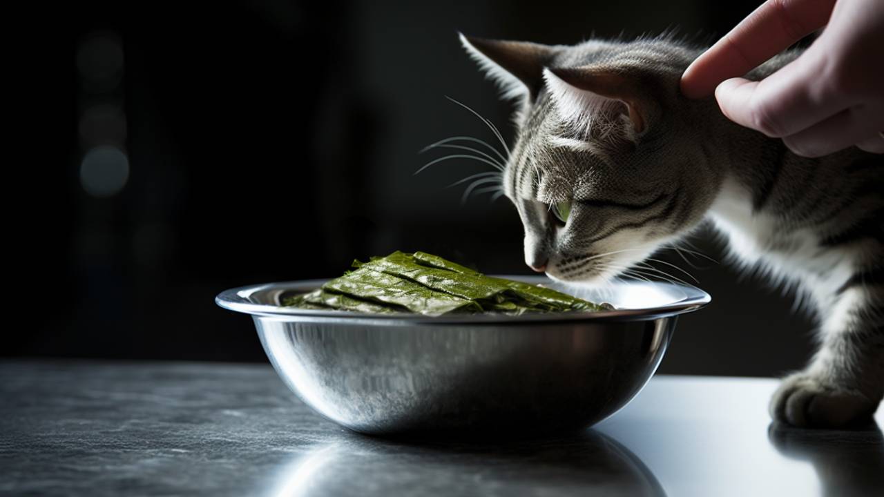cat eat seaweed