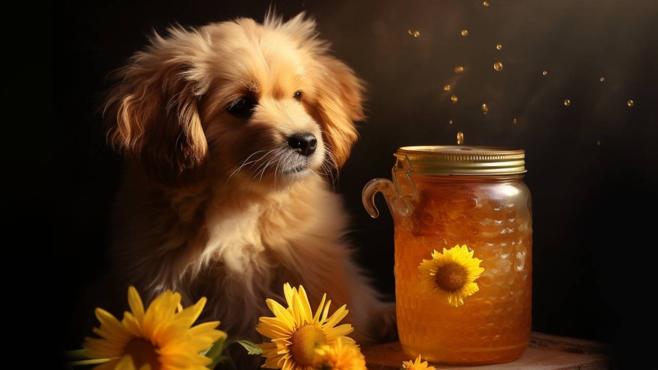 dog and honey