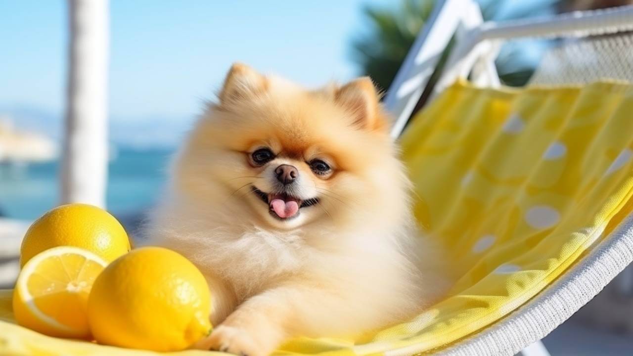 dog and lemons