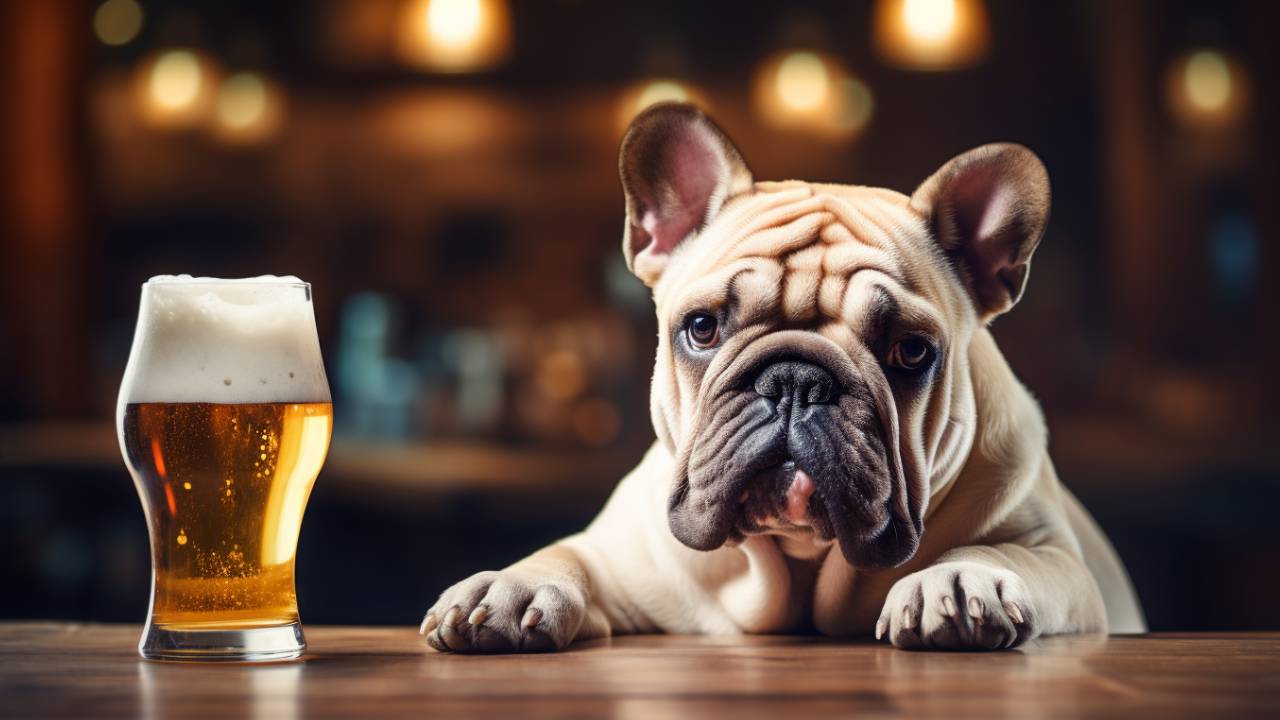 dog drinking beer picture