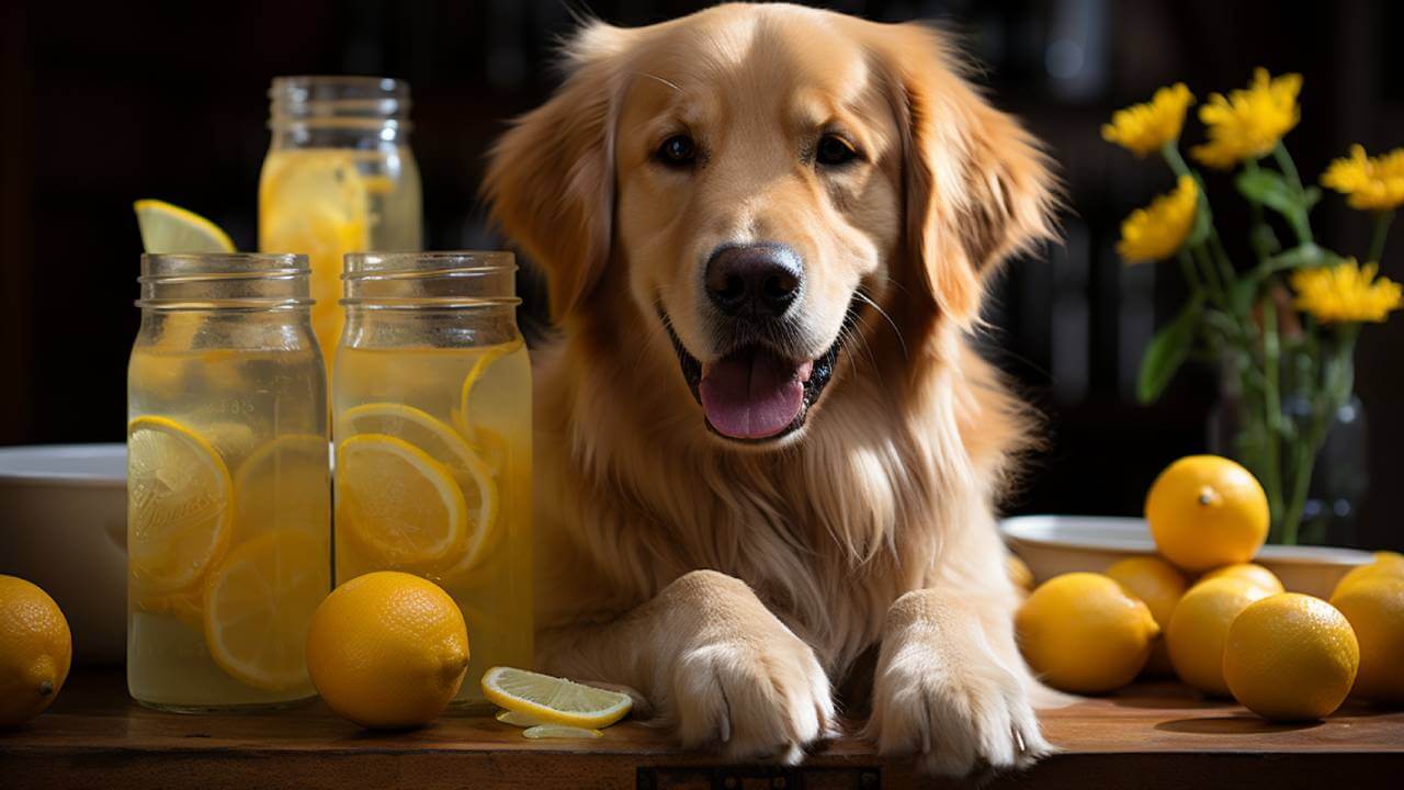 lemonade and dog
