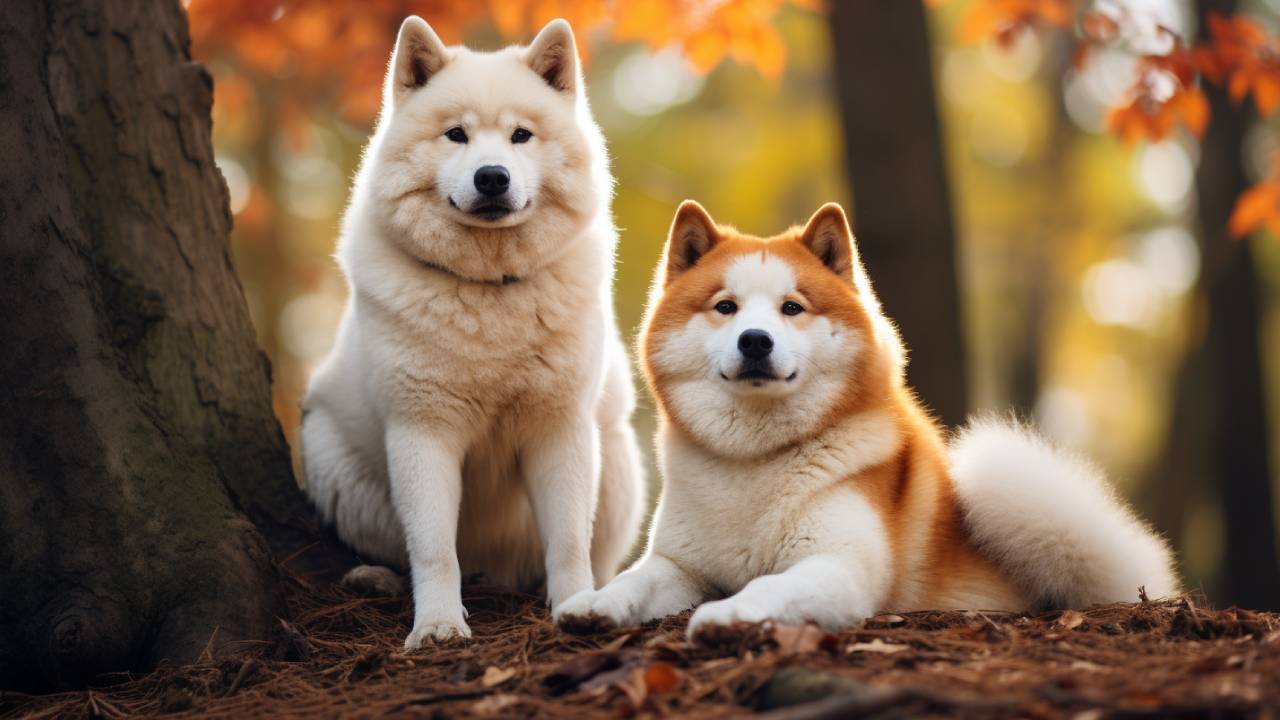 male and female akita inu dogs breed