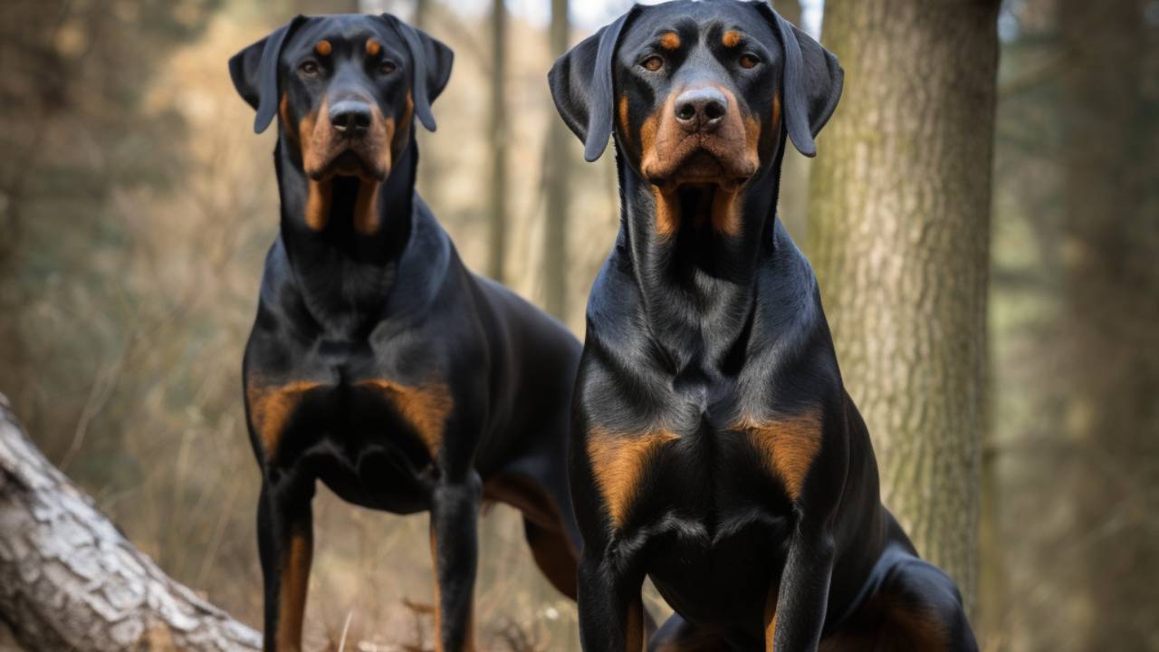 male and female beauceron dogs