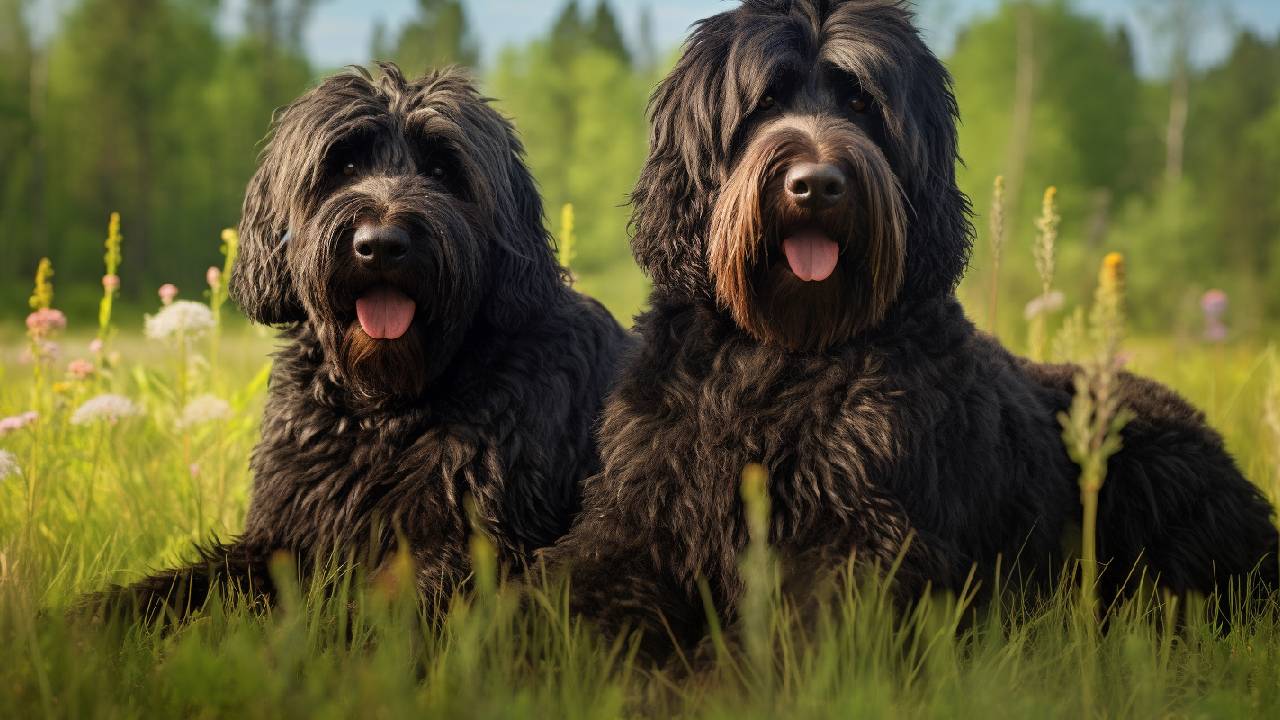 male and female black russian terrier dogs breed