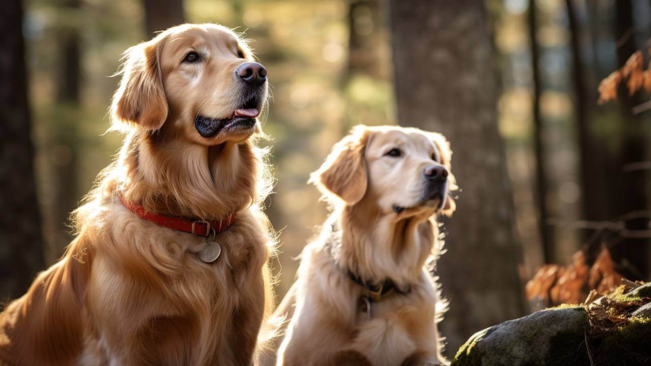 male and female golden retriever dogs breed
