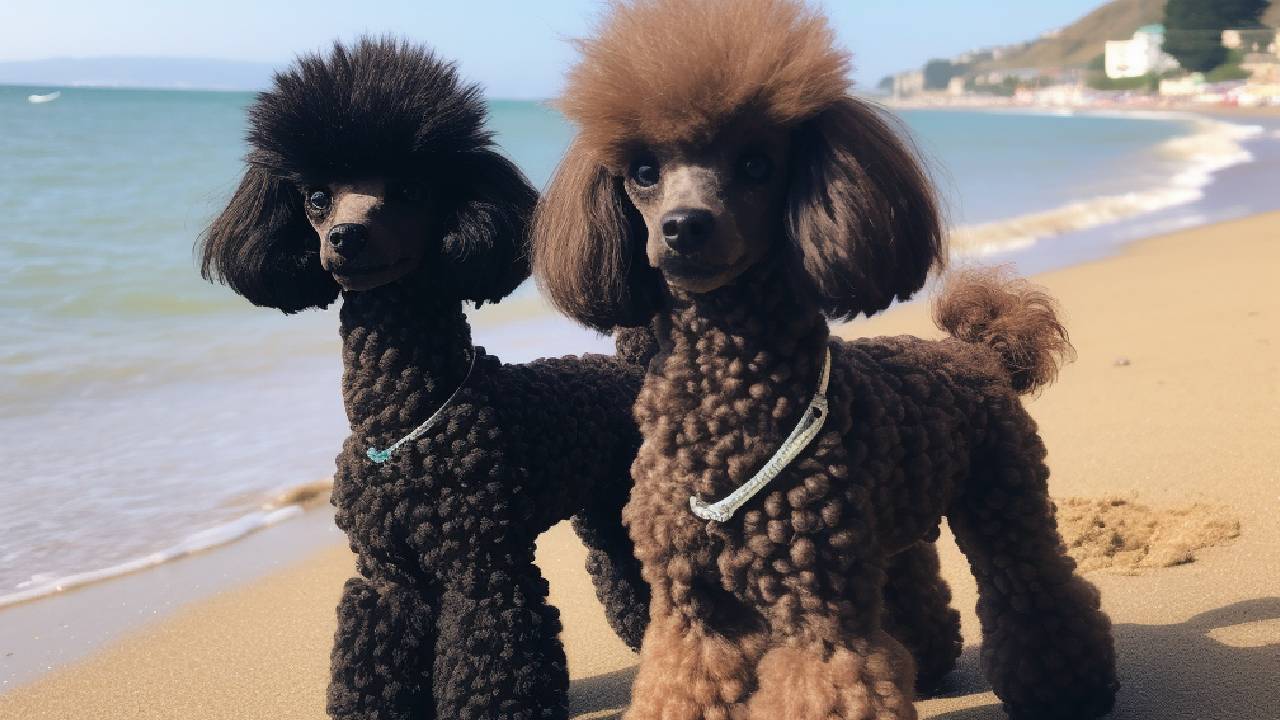 male and female miniature poodle dogs breed