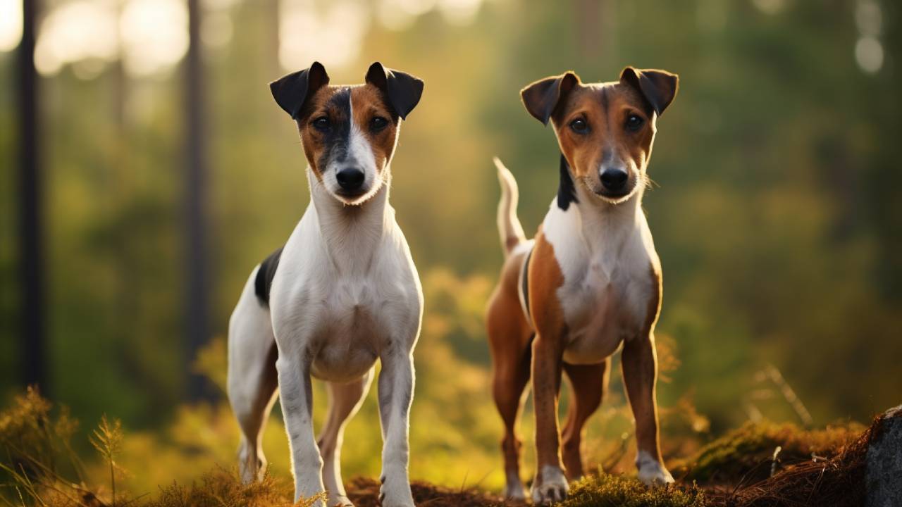 male and female smooth fox terrier dogs