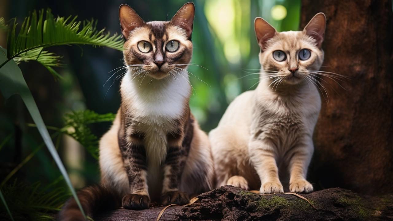 Male and female of the singapura cats breed