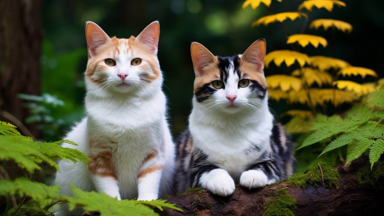 Male and female manx cats