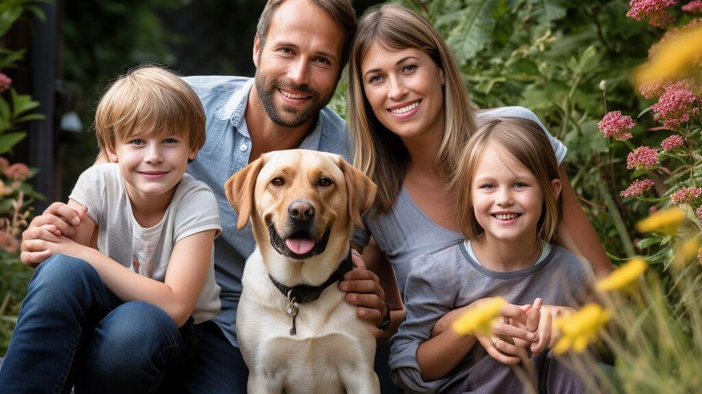 dog and family