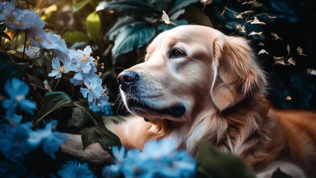 dog and Azalea (Rhododendron spp.)