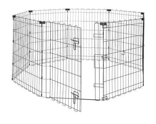 Amazon Basics - Octagonal Foldable Metal Exercise Pet Play Pen for Dogs, Fence Pen, Single Door, Small