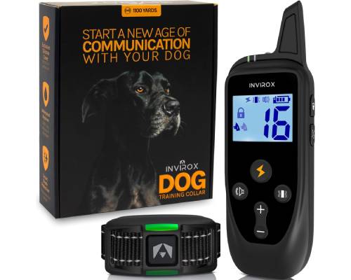 INVIROX Shock Collar for Large Dog [2024 Edition] 123 Levels Dog Shock Collar with Remote 1100yd Range Shock Collar for Medium Dogs 100% Waterproof