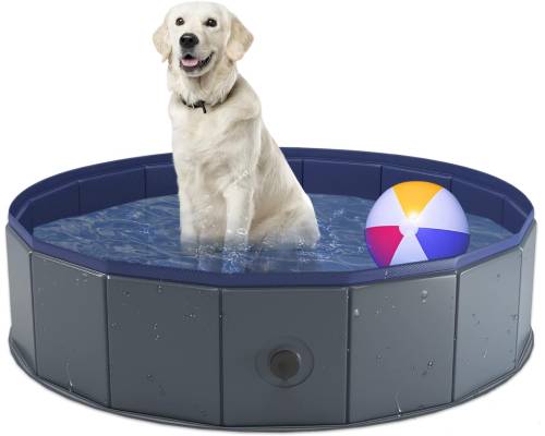 Niubya Foldable Dog Pool, Collapsible Hard Plastic Dog Swimming Pool