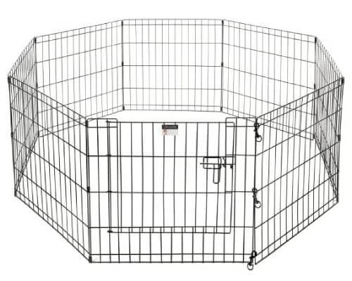 Puppy Playpen - Foldable Metal Exercise Enclosure with Eight 24-Inch Panels - Indoor_Outdoor Fence for Dogs, Cats, or Small Animals by PETMAKER