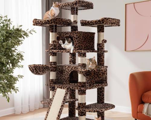 SHA CERLIN 68 Inches Multi-Level Large Cat Tree for Large Cats