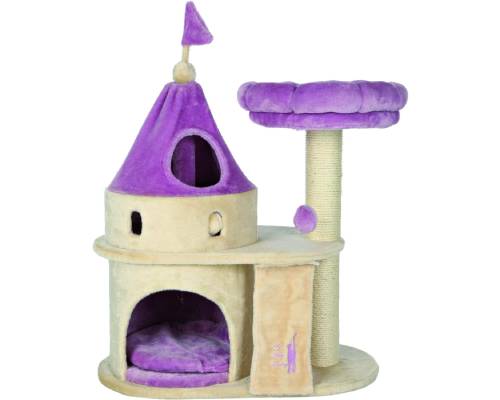TRIXIE My Kitty Darling Castle Condo, Scratching Post, Cat Tree, Pom Pom, Crinkle Toy