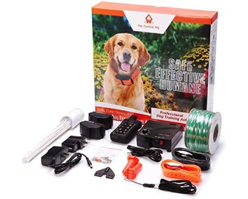Wireless Dog Fence System - Dog Fence Electric Shock Collar Training with Remote - Pet Containment System with Fence Wire Underground Perimeter - 2 Bark Collar Included