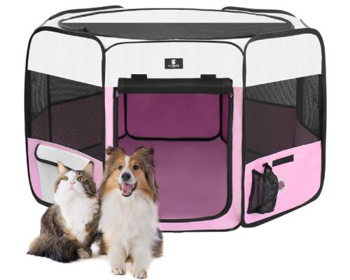 X-ZONE PET Portable Foldable Pet Dog Cat Playpen Crates Kennel_Premium 600D Oxford Cloth,Removable Zipper Top