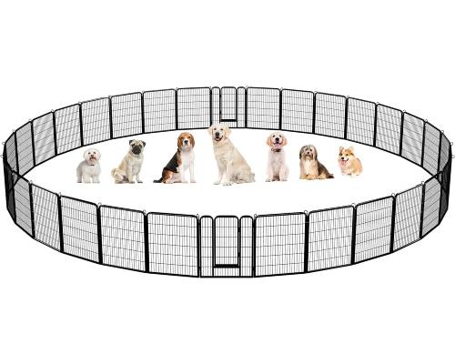 Yaheetech Dog Playpen, 32 Panels 40 Inch Height Small Animals Pen Heavy Duty Pet Fence for Puppy_Cat_Rabbit Extra Large Foldable Pet Exercise Pen for RV Camping Garden Outdoor Indoor
