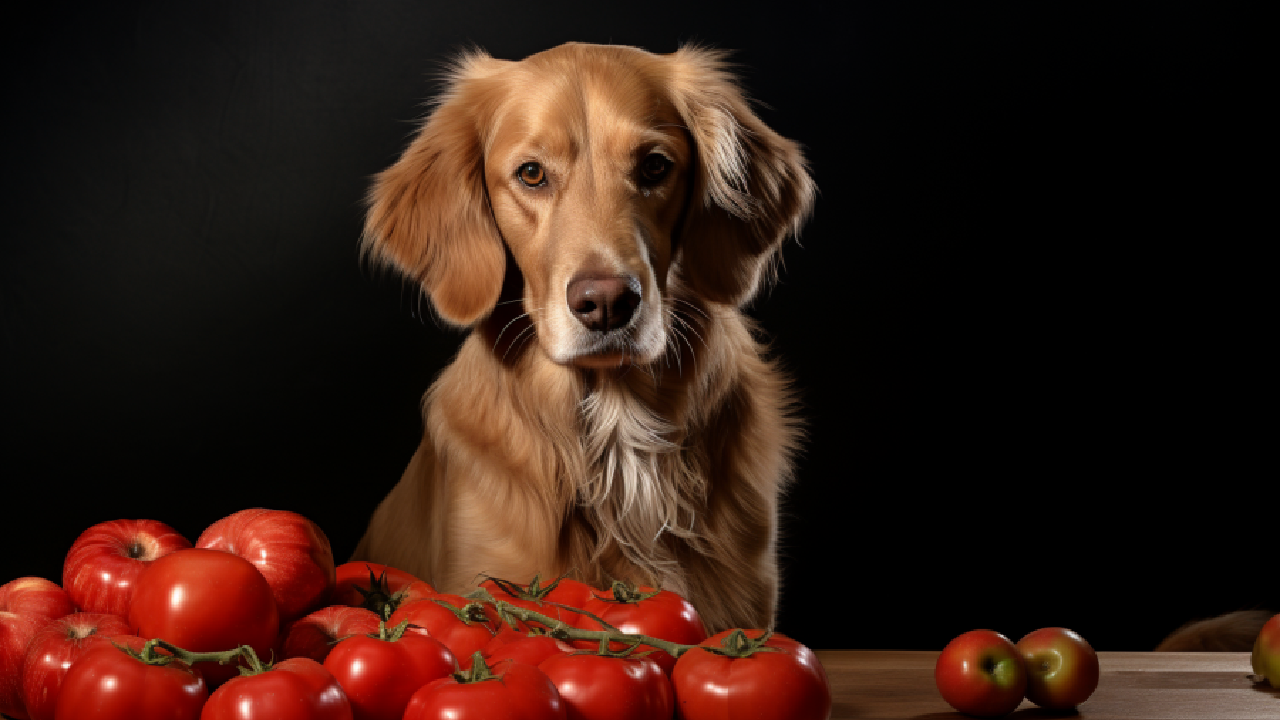dog and tomatoes