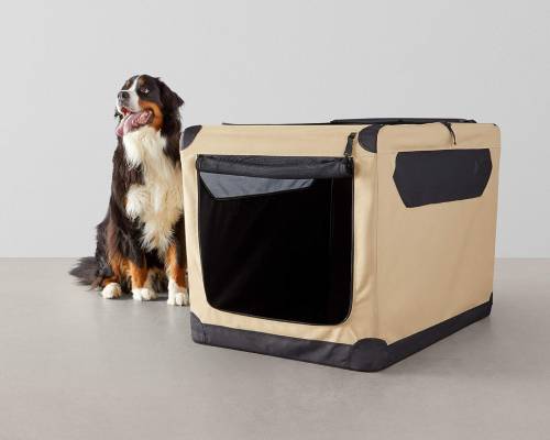 Amazon Basics 2-Door Collapsible,Lightweight Soft-Sided Folding Travel Crate Dog Kennel