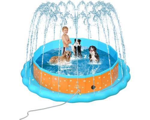 Dog Pool for Large Dogs - 77_x12_ Dog Swimming Pool - 2 in1 Large Dog Pool