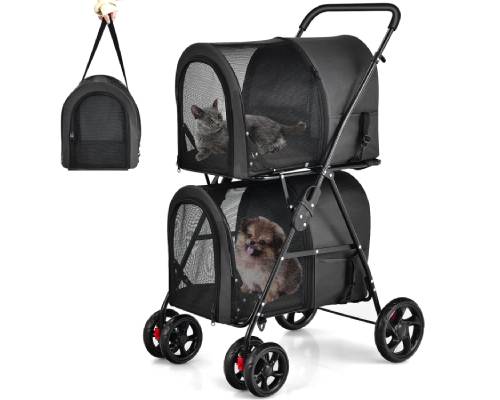 Giantex Double Pet Stroller with 2 Detachable Carrier Bags