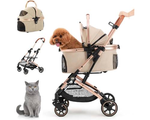 Kenyone 3-in-1 Pet Stroller for Small Medium Dogs Puppy Cat Stroller