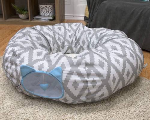 Kitty City Large Cat Tunnel Bed, Cat Bed, Pop Up Bed, Cat Toys, White